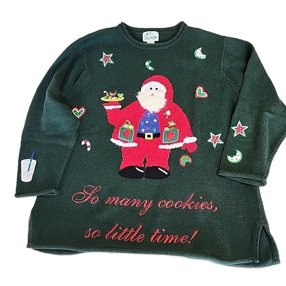 Vintage The Quaker Factory Santa Clause Christmas Knit Crewneck Sweater Size 1X